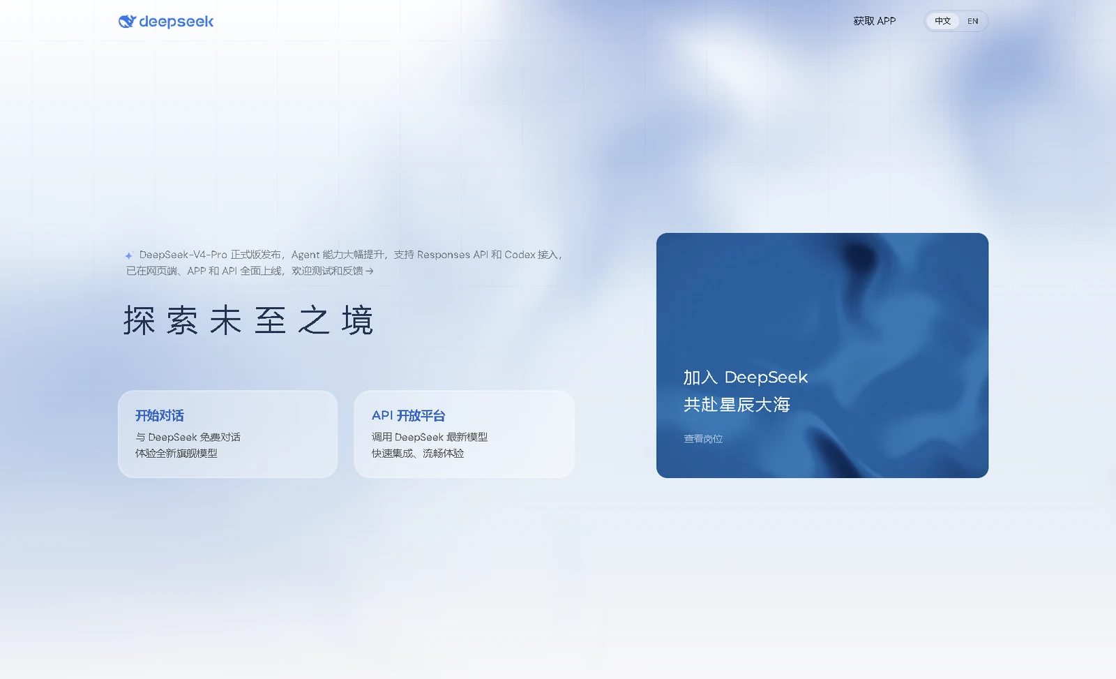 DeepSeek 首页中的 API 开放平台入口